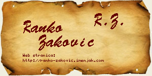 Ranko Zaković vizit kartica